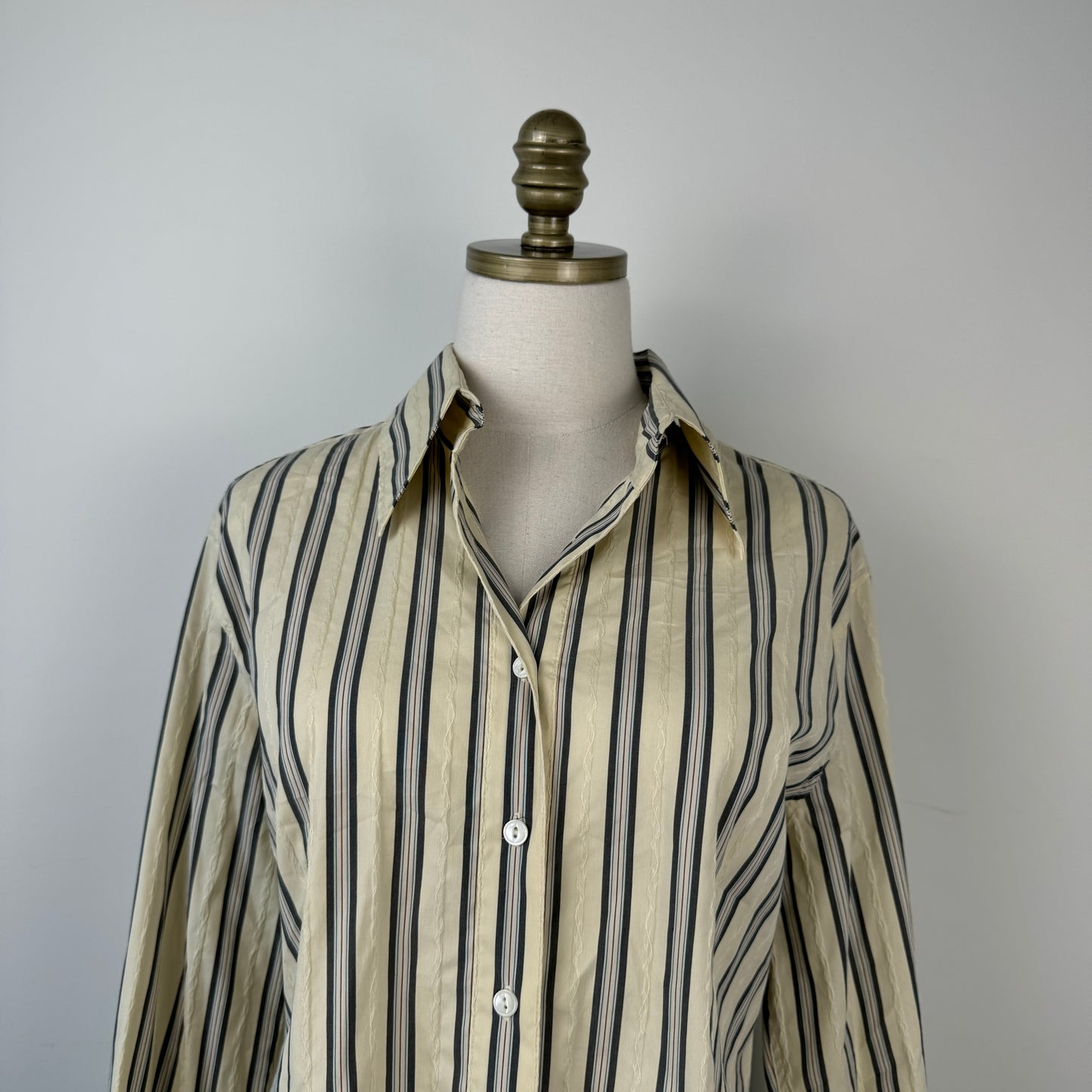 Butter Yellow Striped Button Up Shirt