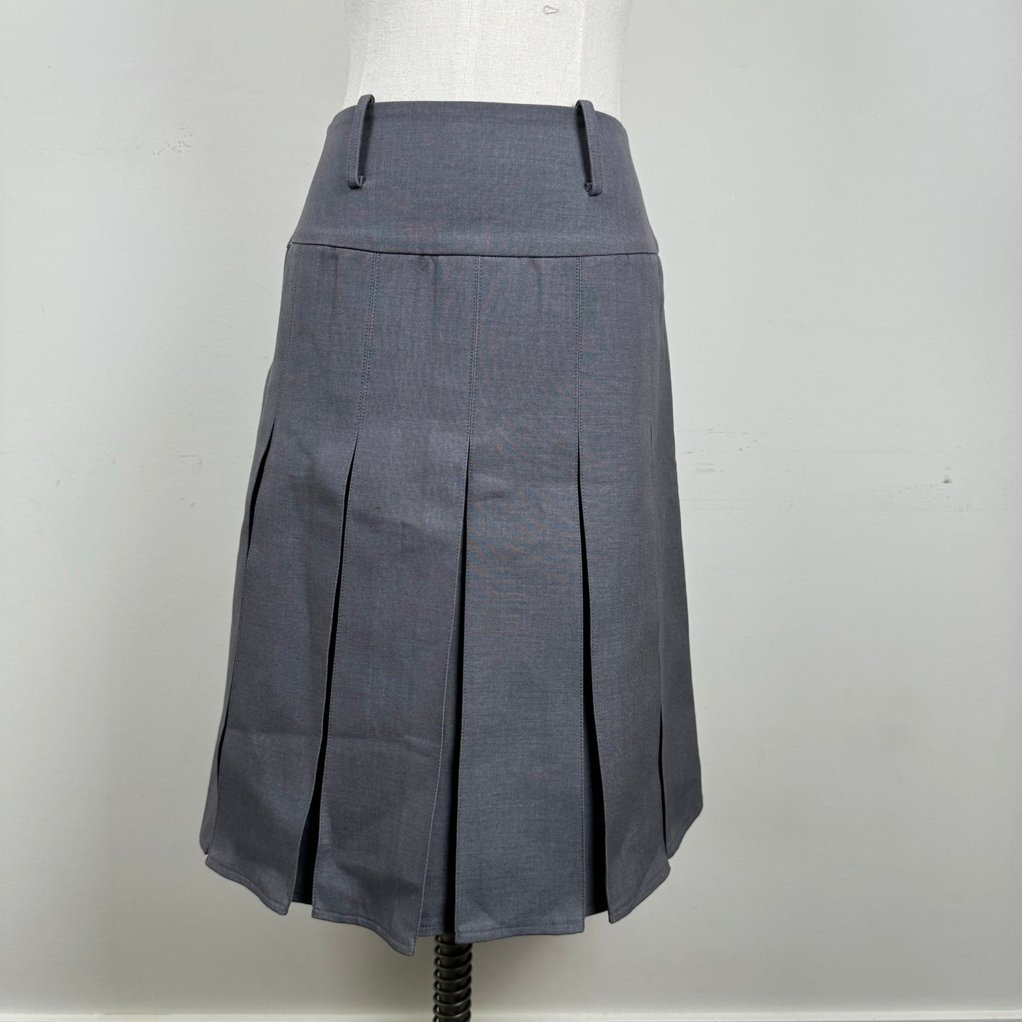 Grey Pleated Midi Skirt