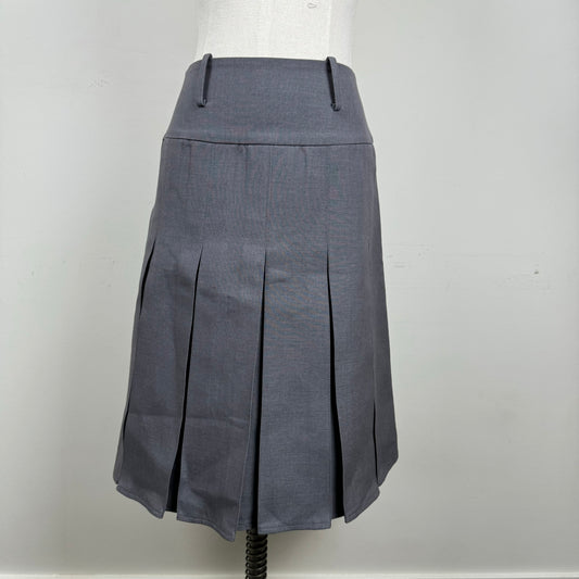 Grey Pleated Midi Skirt