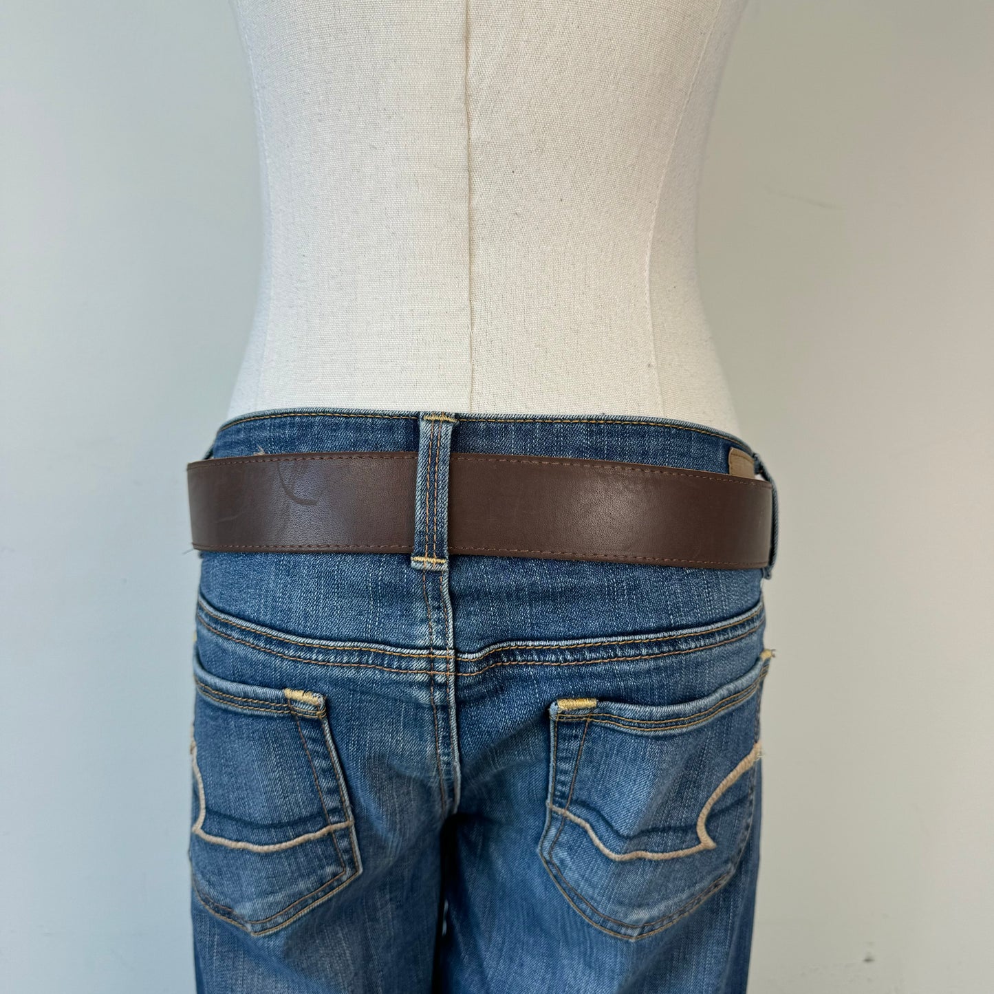 Brown Leather Silver Buckle Belt