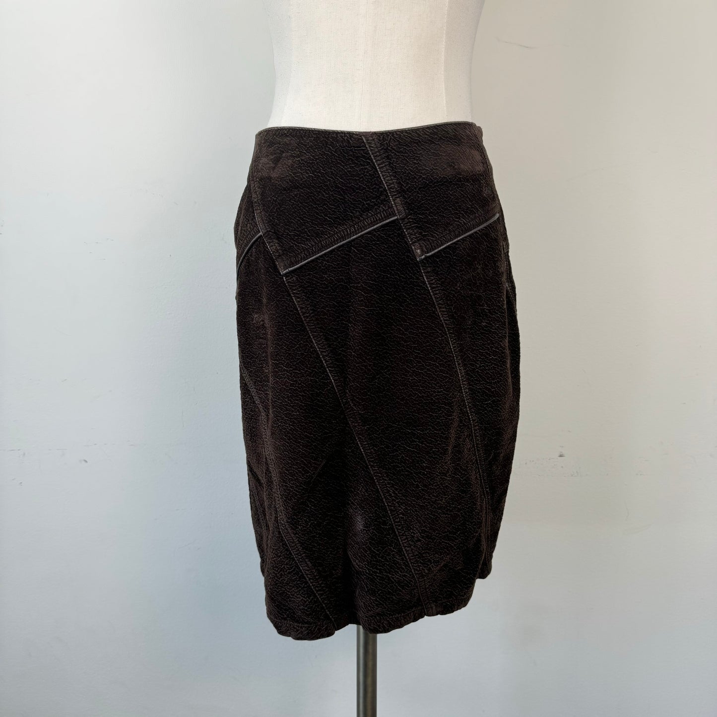 Vintage Brown Suede Midi Skirt