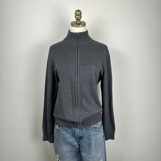 Tommy Dark Grey Zip Knit Sweater