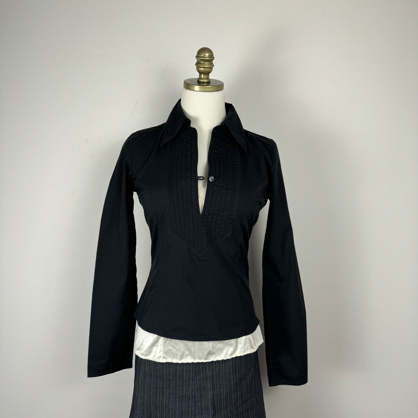 Black Fitted Collared Dress Shirt