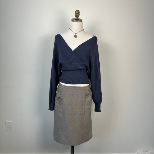 Light Brown Ruched Midi Skirt