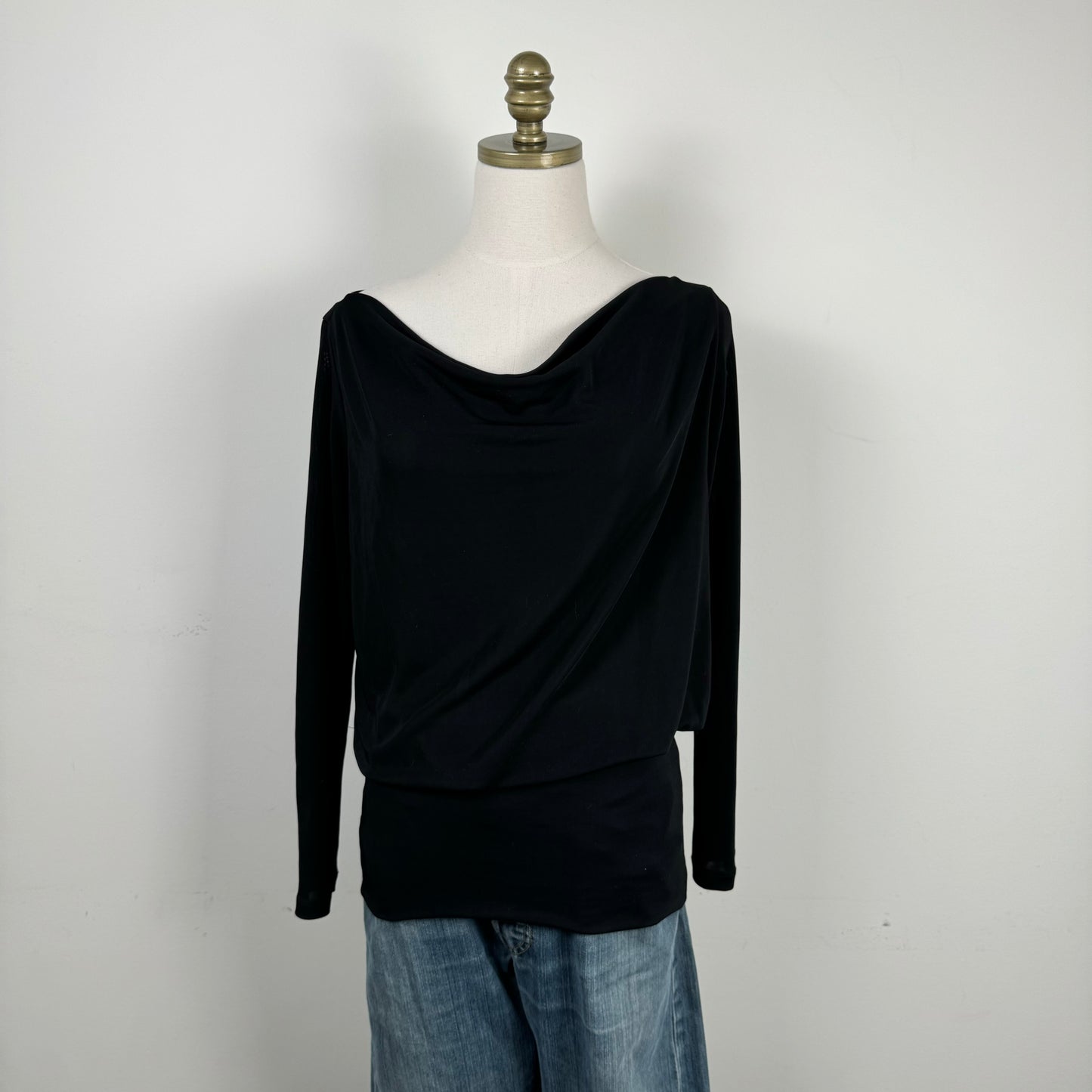 Off Shoulder Black Draped Top