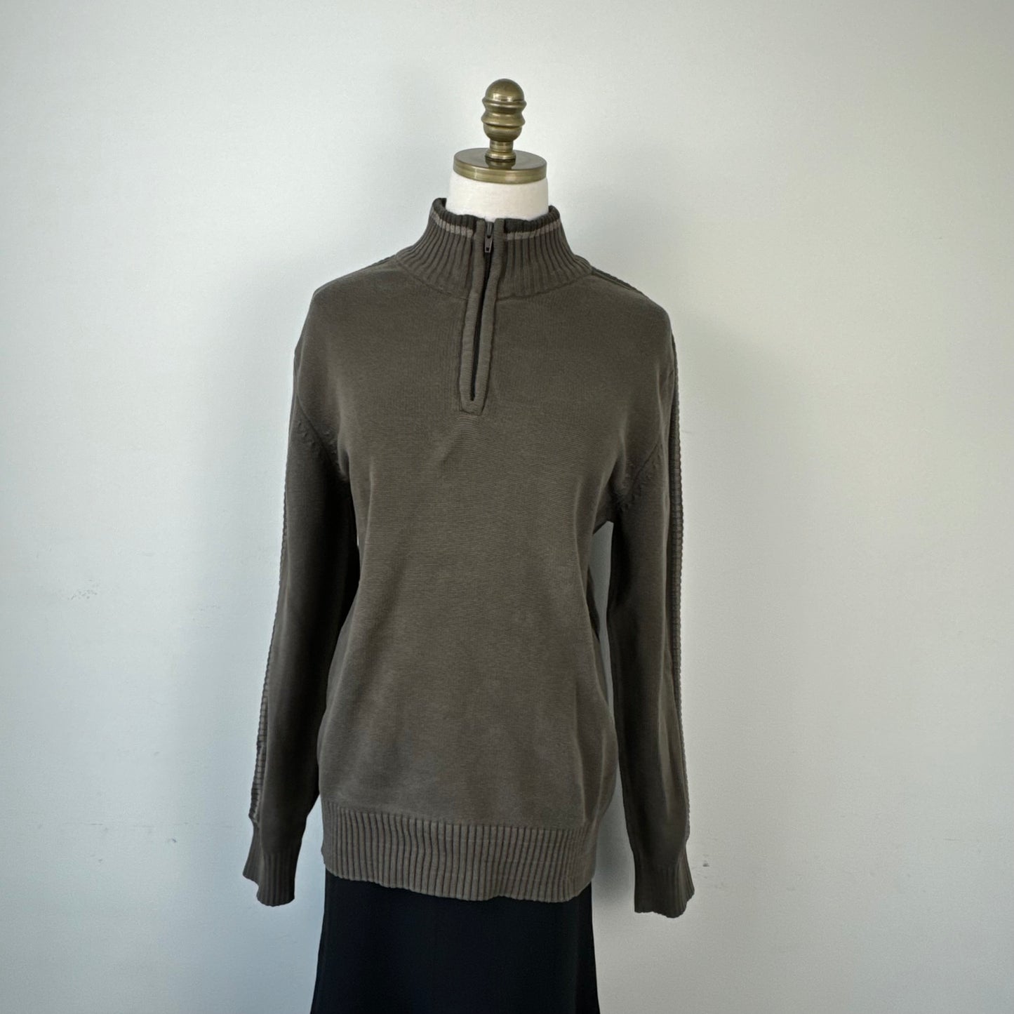 Vintage Oversized Khaki Quarter Zip Sweater