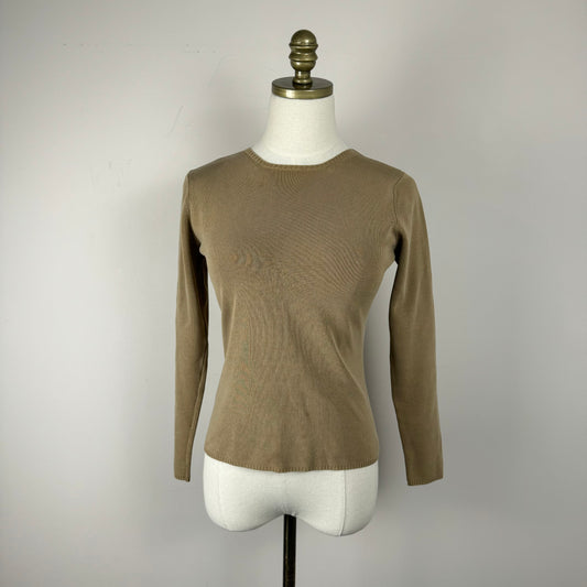 Vintage Neutral Ribbed Fitted Sweater