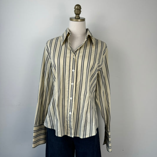 Butter Yellow Striped Button Up Shirt