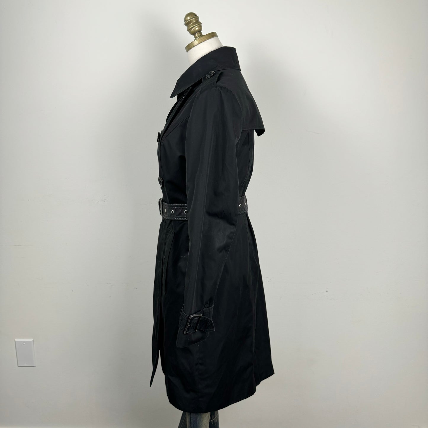 London Fog Black Double Breasted Trench Coat