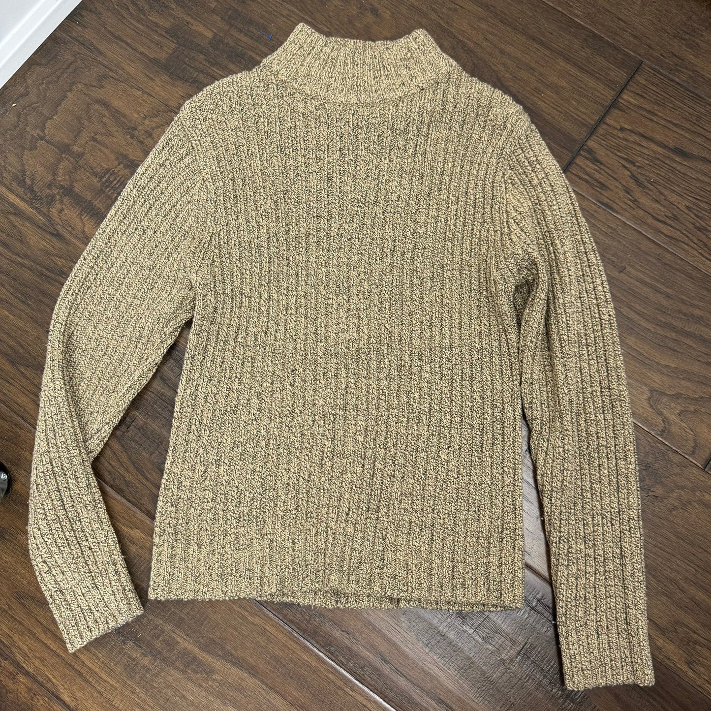 Sand Ribbed Knit Turtleneck Sweater