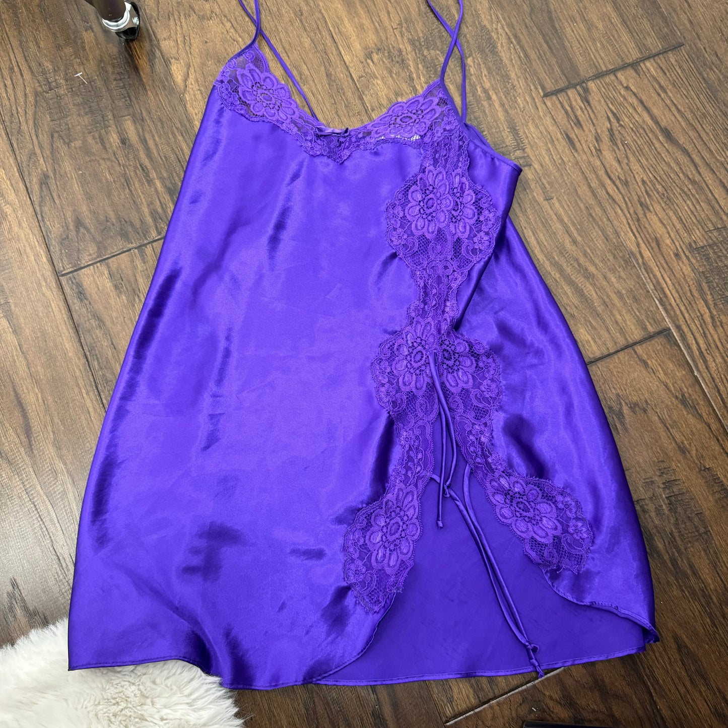 Vintage Purple Lace Trim Slip Dress