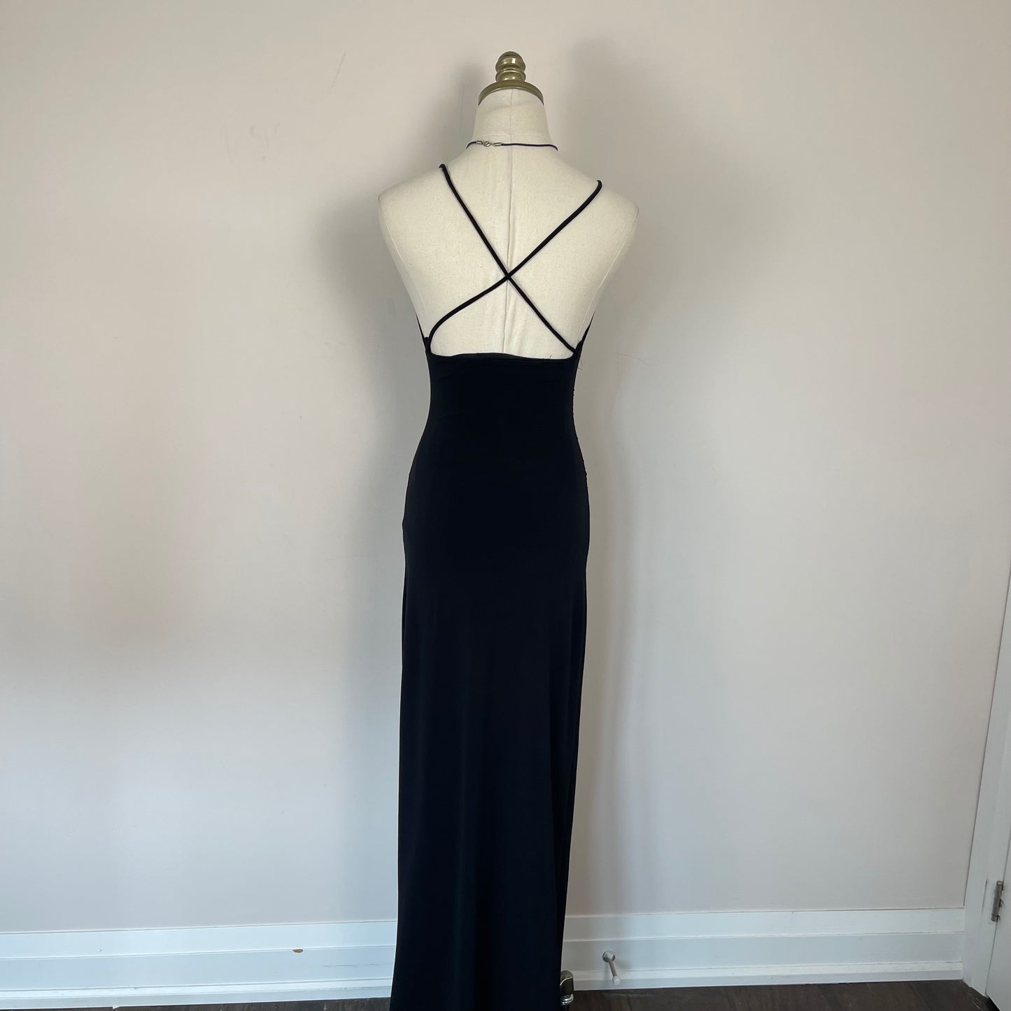 Vintage Black Column Maxi Dress