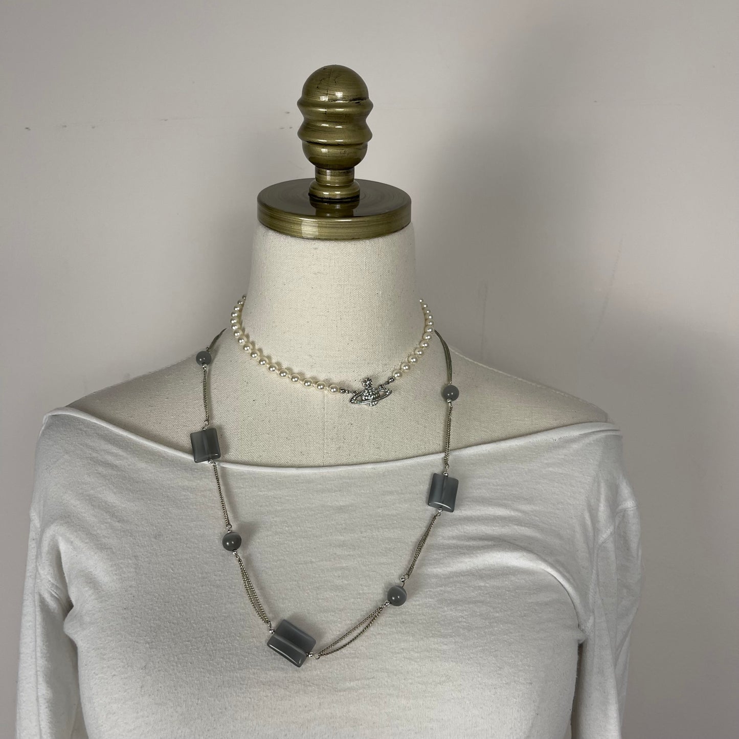 Vintage Silver Blue Gem Necklace
