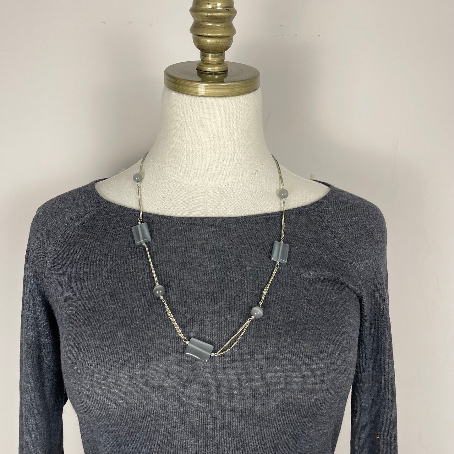 Vintage Silver Blue Gem Necklace