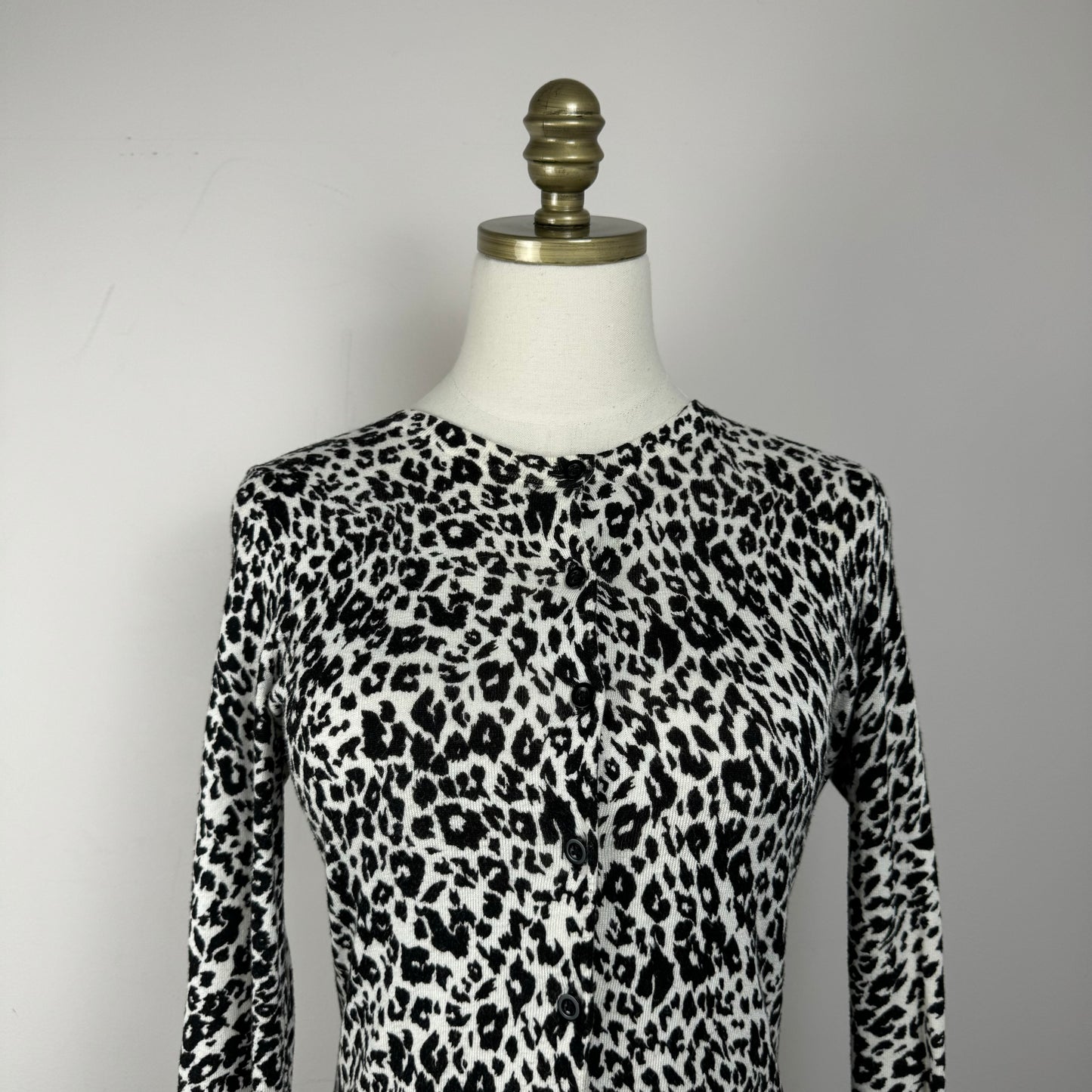 Leopard Print Fitted Button Up Cardigan