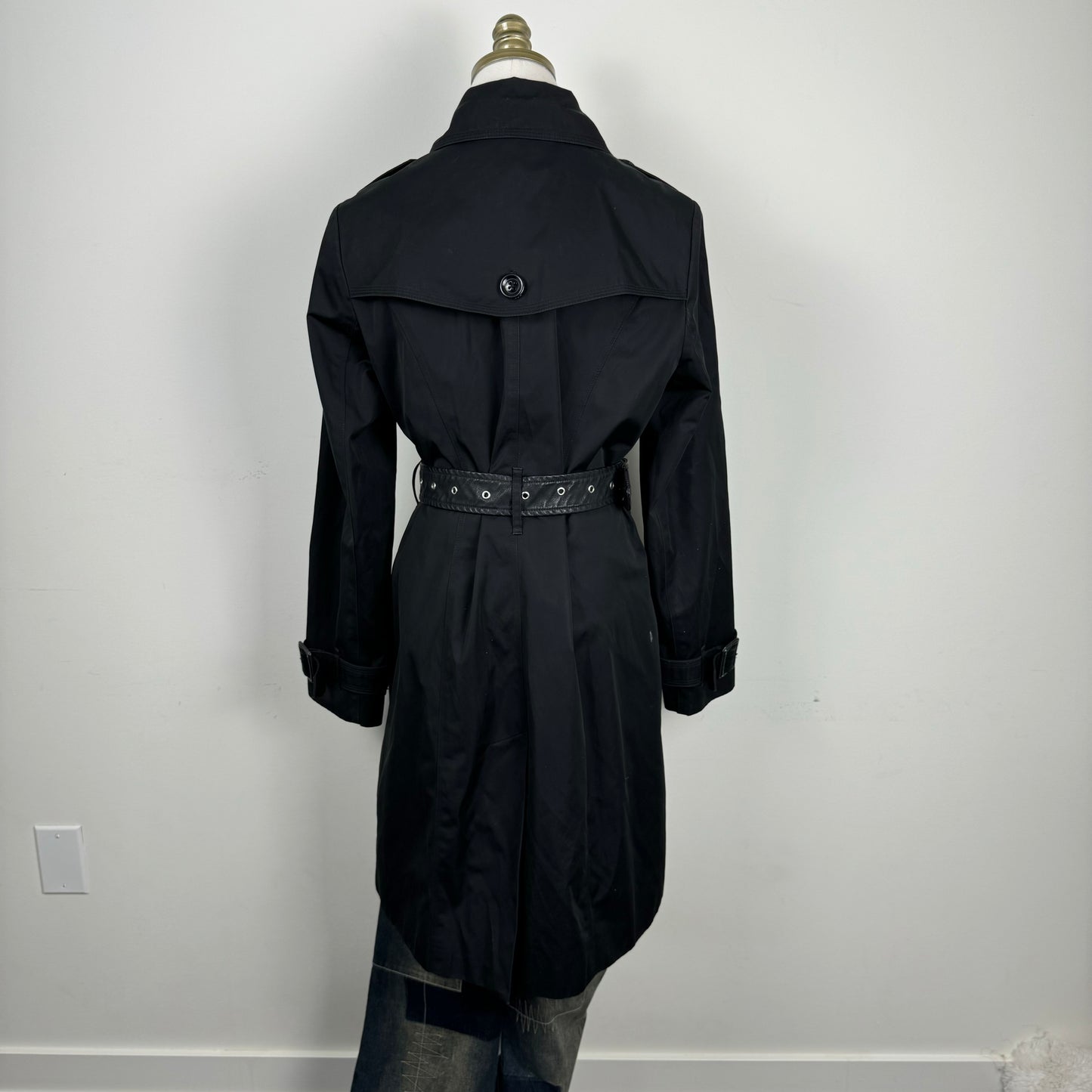 London Fog Black Double Breasted Trench Coat