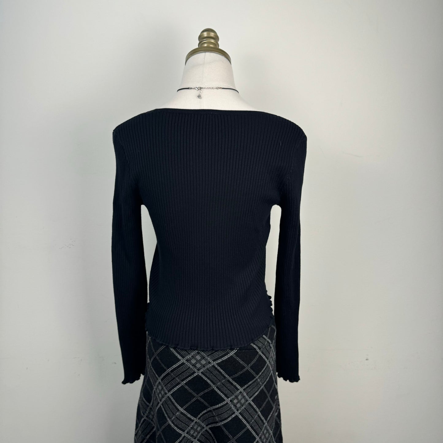 Black Open Front Tie Up Fitted Cardigan