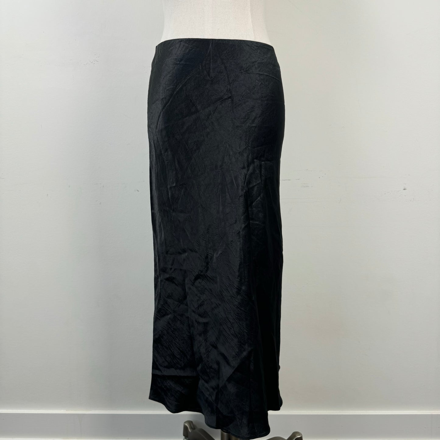 Black Satin Midi Skirt