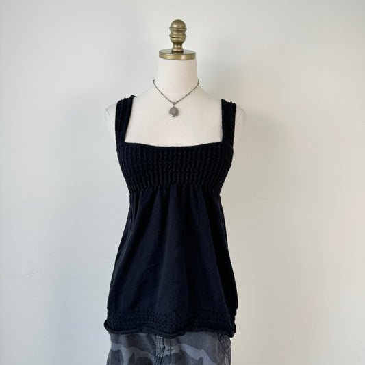 Black Knit Babydoll Top