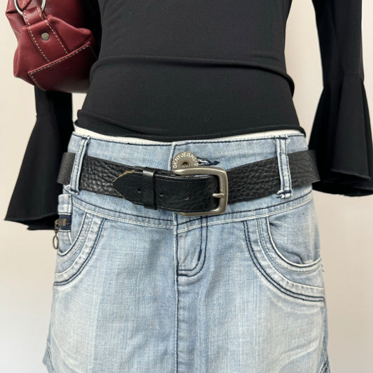 Black Leather Silver Buckle Belt