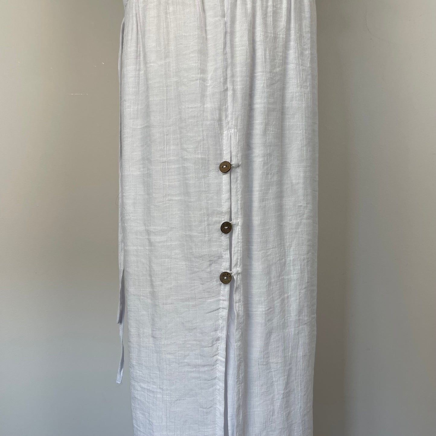 White Flowy Linen Layered Trousers