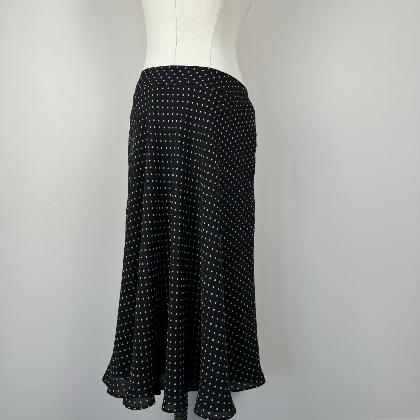 Vintage Polka Dot Silk Maxi Skirt