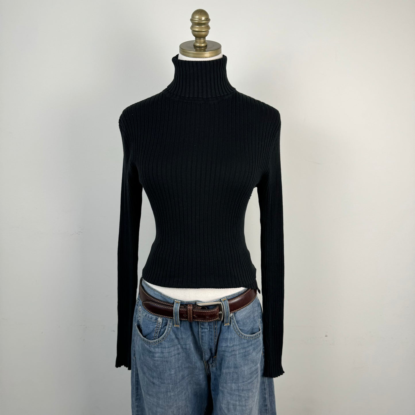 Silk Cotton Blend Fitted Turtleneck Sweater