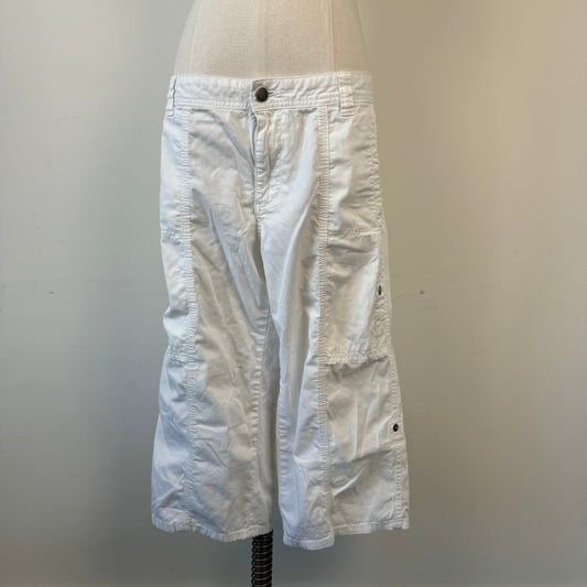 White Low Rise Cargo Capris