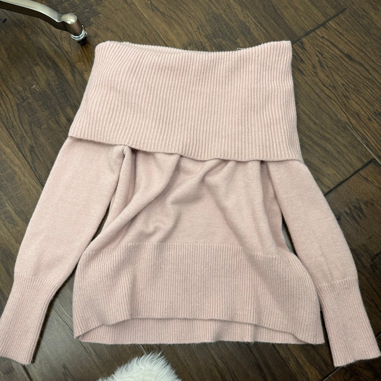 Baby Pink Off The Shoulder Knit Sweater