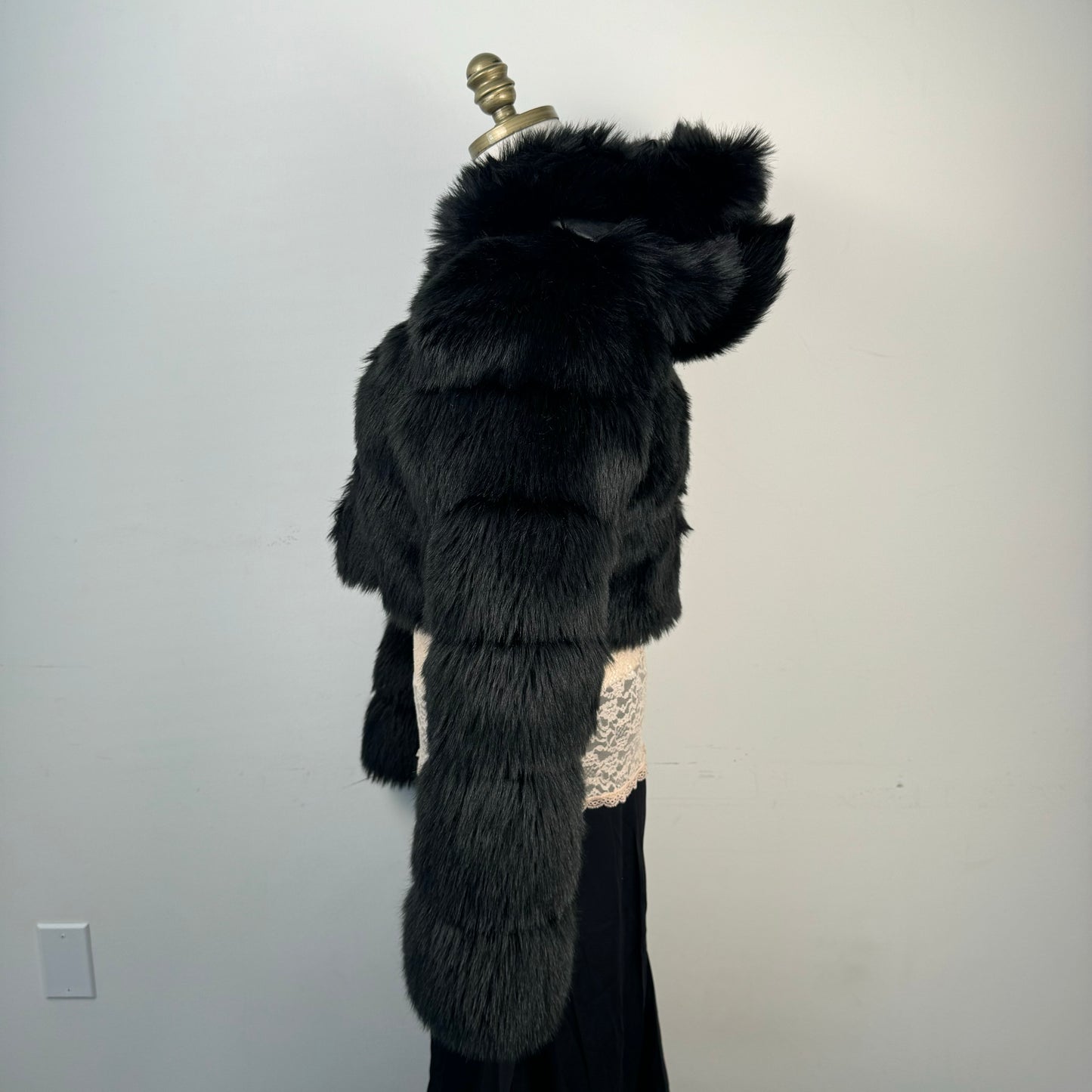 Black Faux Fur Cropped Jacket