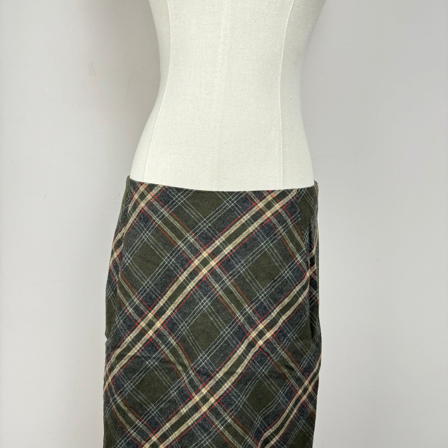 Vintage Plaid Midi Skirt