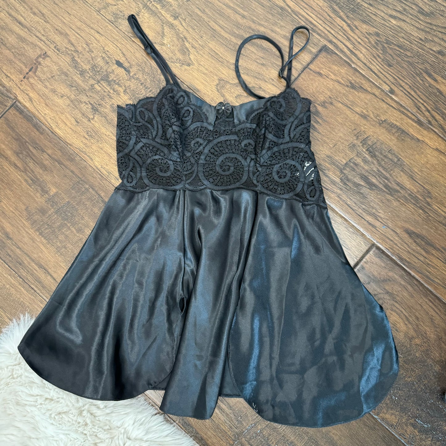 Black Lace Babydoll Satin Cami