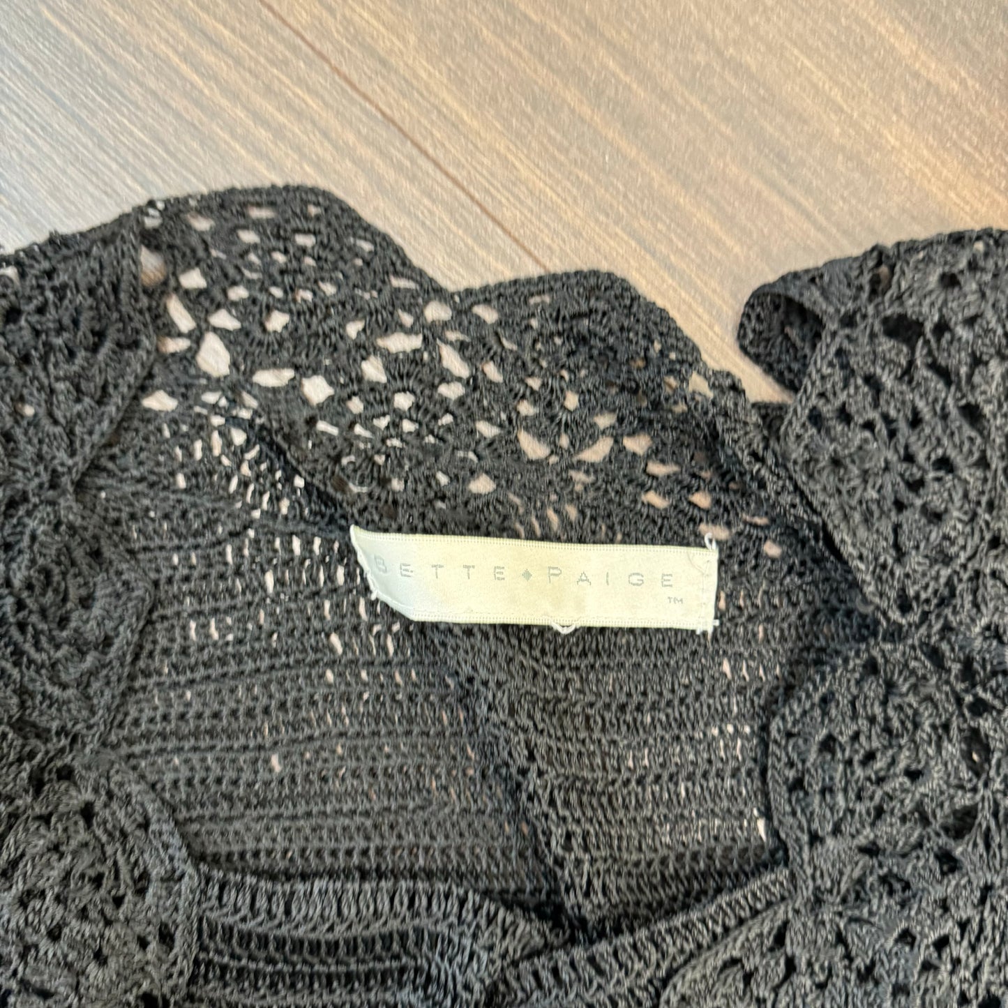 Vintage Black Open Knit Top