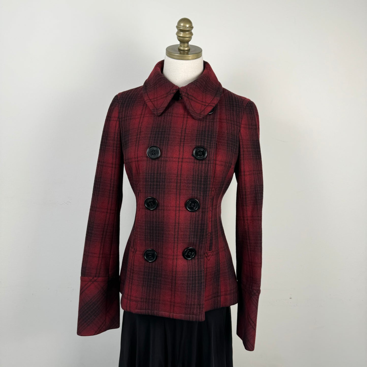 Wool Plaid Button Up Jacket