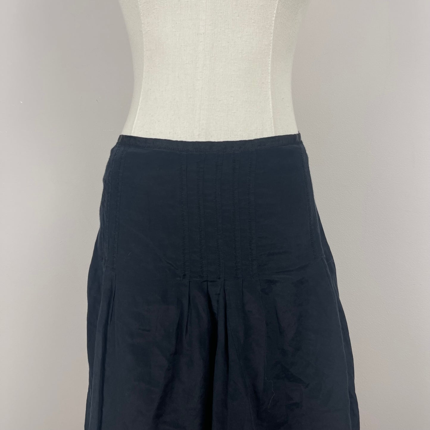 Vintage Black Linen Midi Skirt