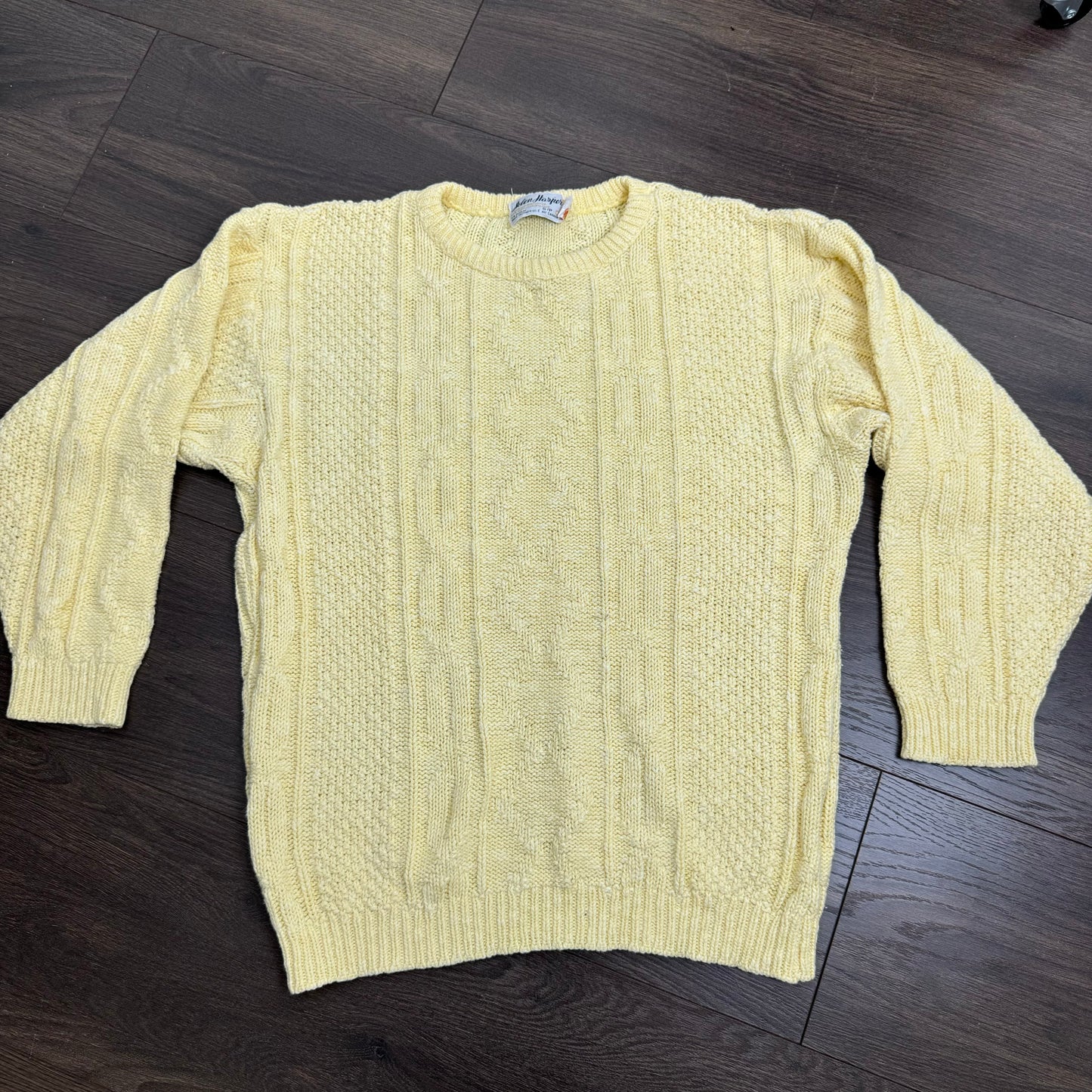 Vintage Yellow Cable Knit Crewneck Sweater