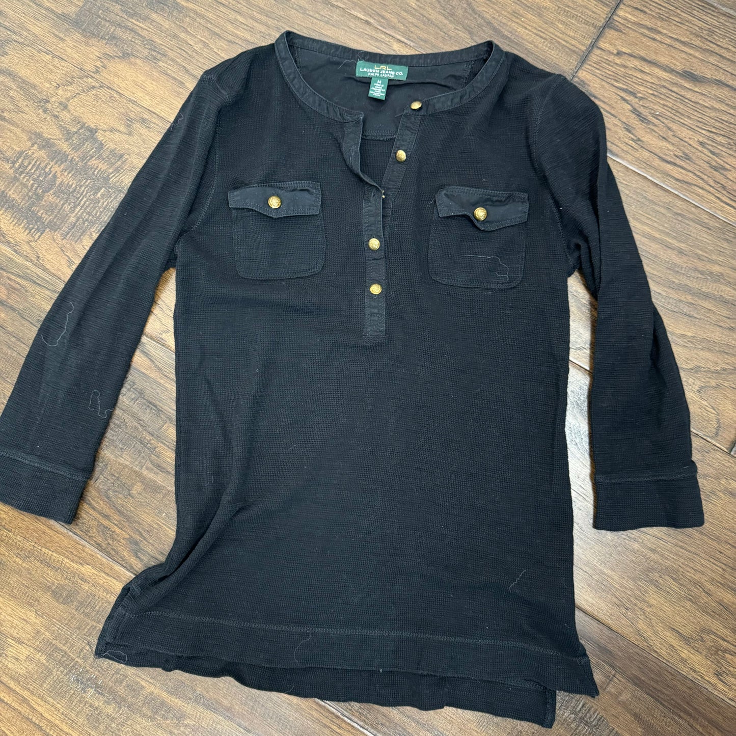 Ralph Lauren Black Waffle Knit Top