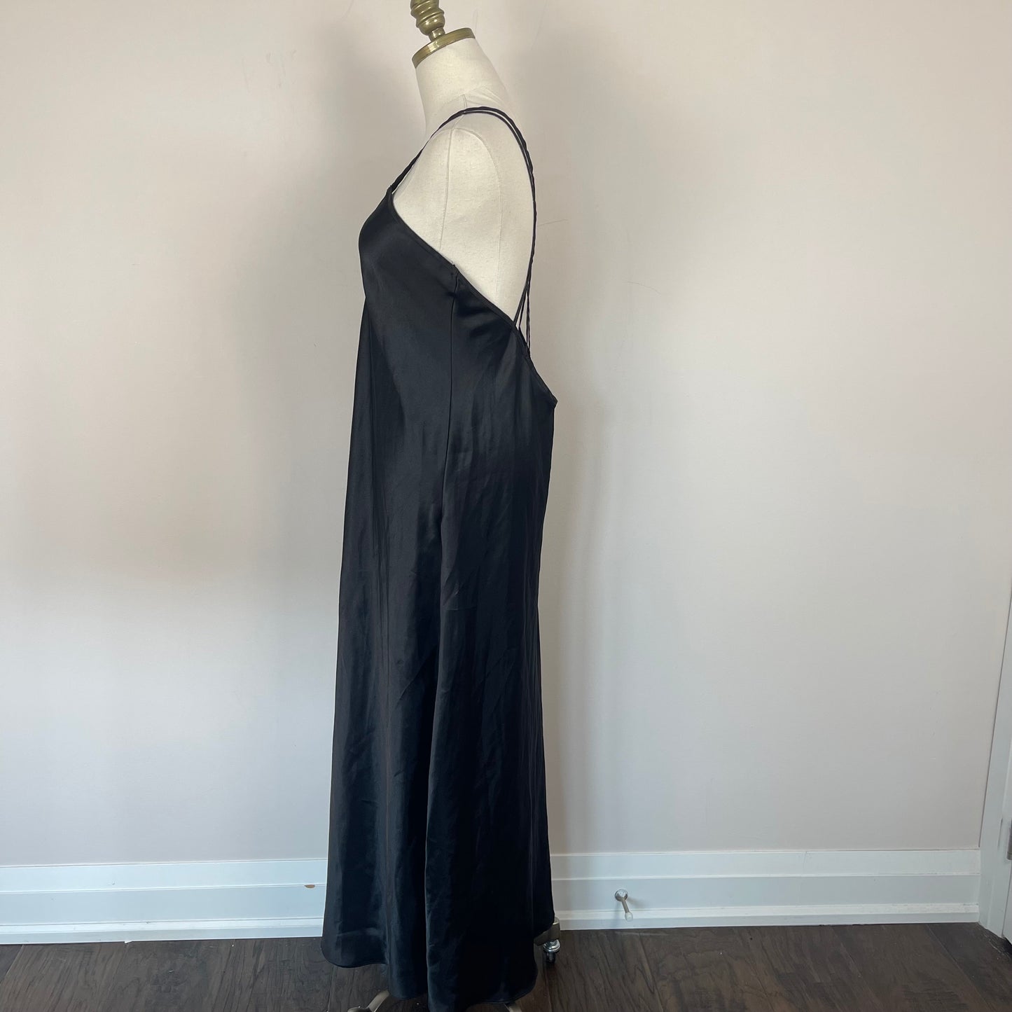 Vintage Black Silky Maxi Slip Dress