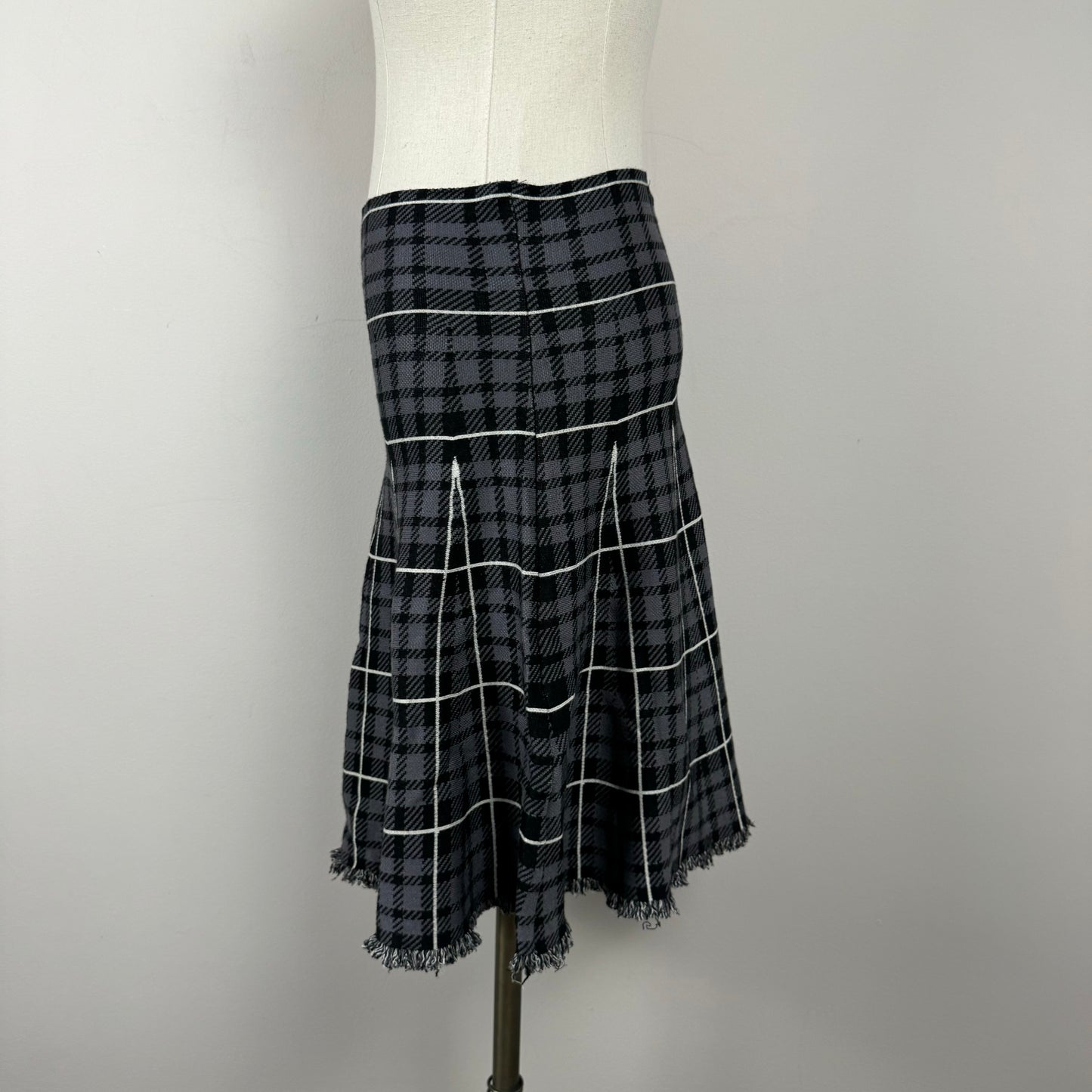 Vintage Plaid Knit Midi Skirt