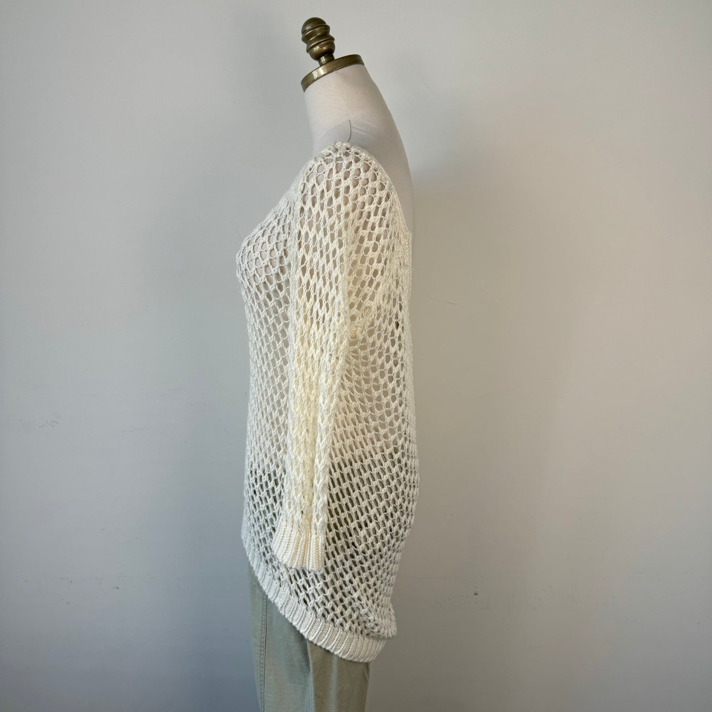 Cream Crochet Off Shoulder Sweater