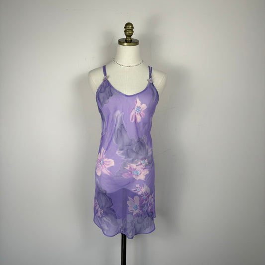 Vintage Sheer Violet Chiffon Slip Dress