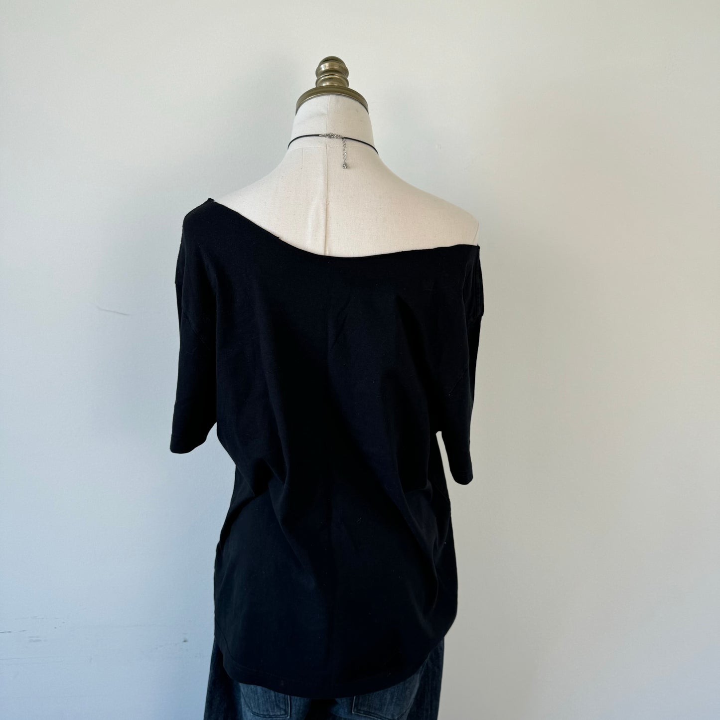 Oversized Off Shoulder Black Top