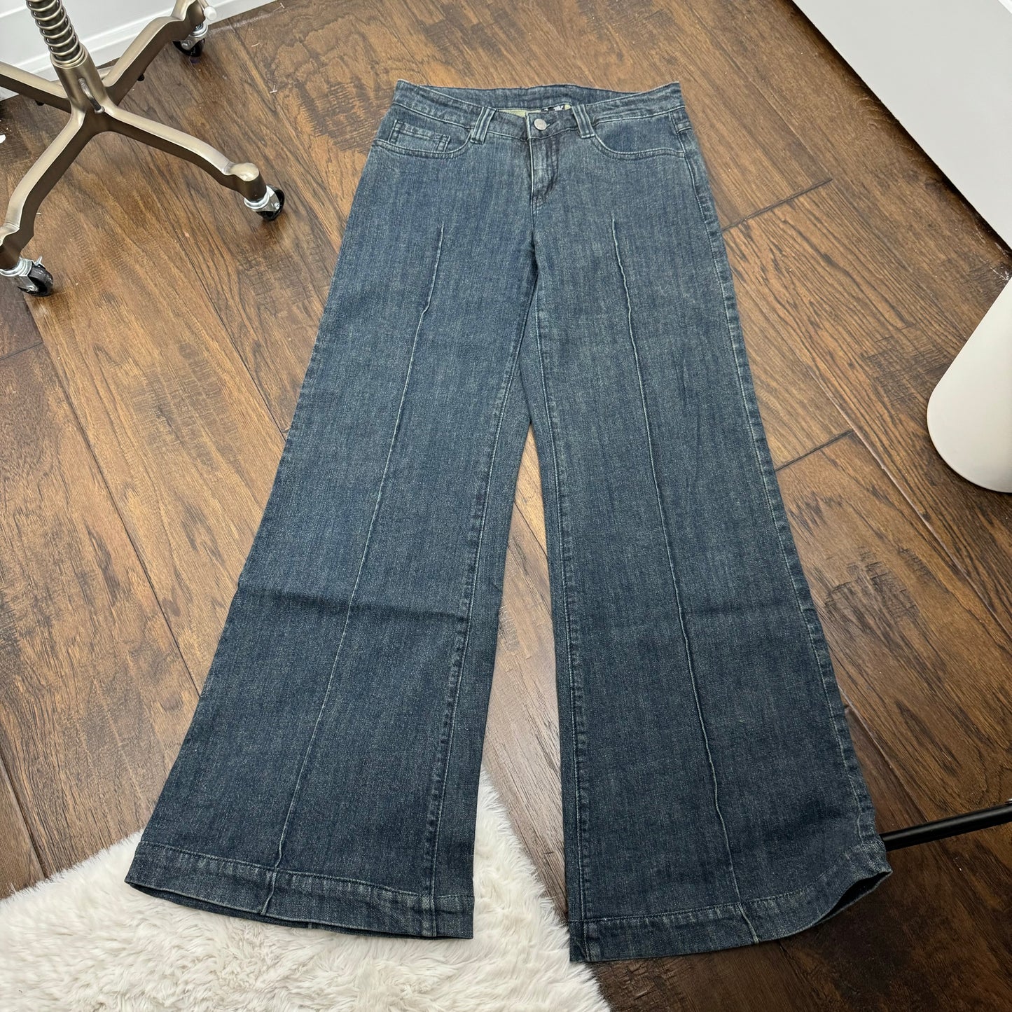 Faded Wide Leg Low Rise Jeans