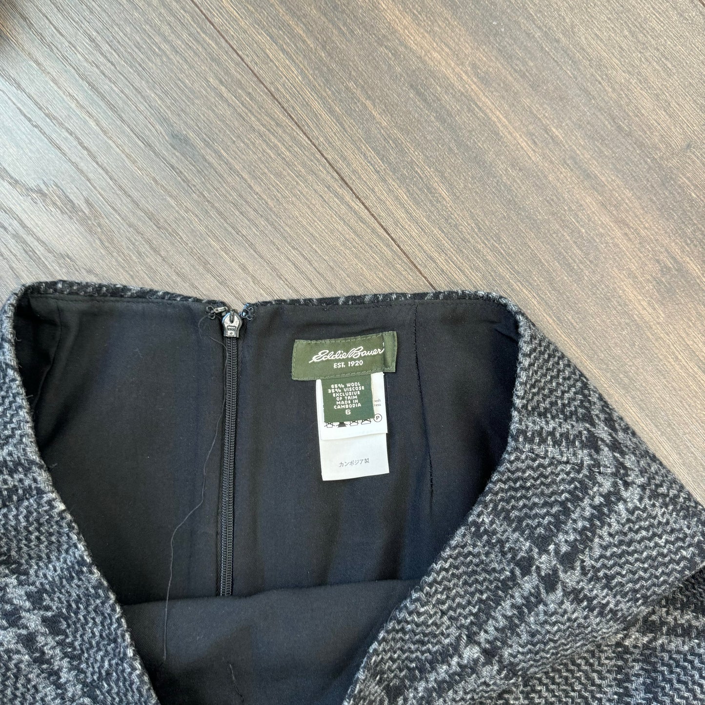 Dark Grey Plaid Midi Skirt