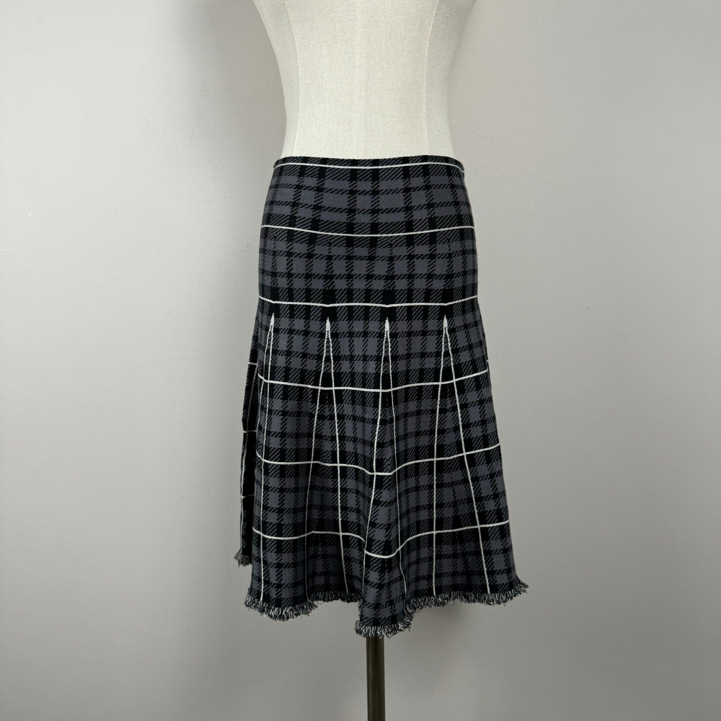 Vintage Plaid Knit Midi Skirt