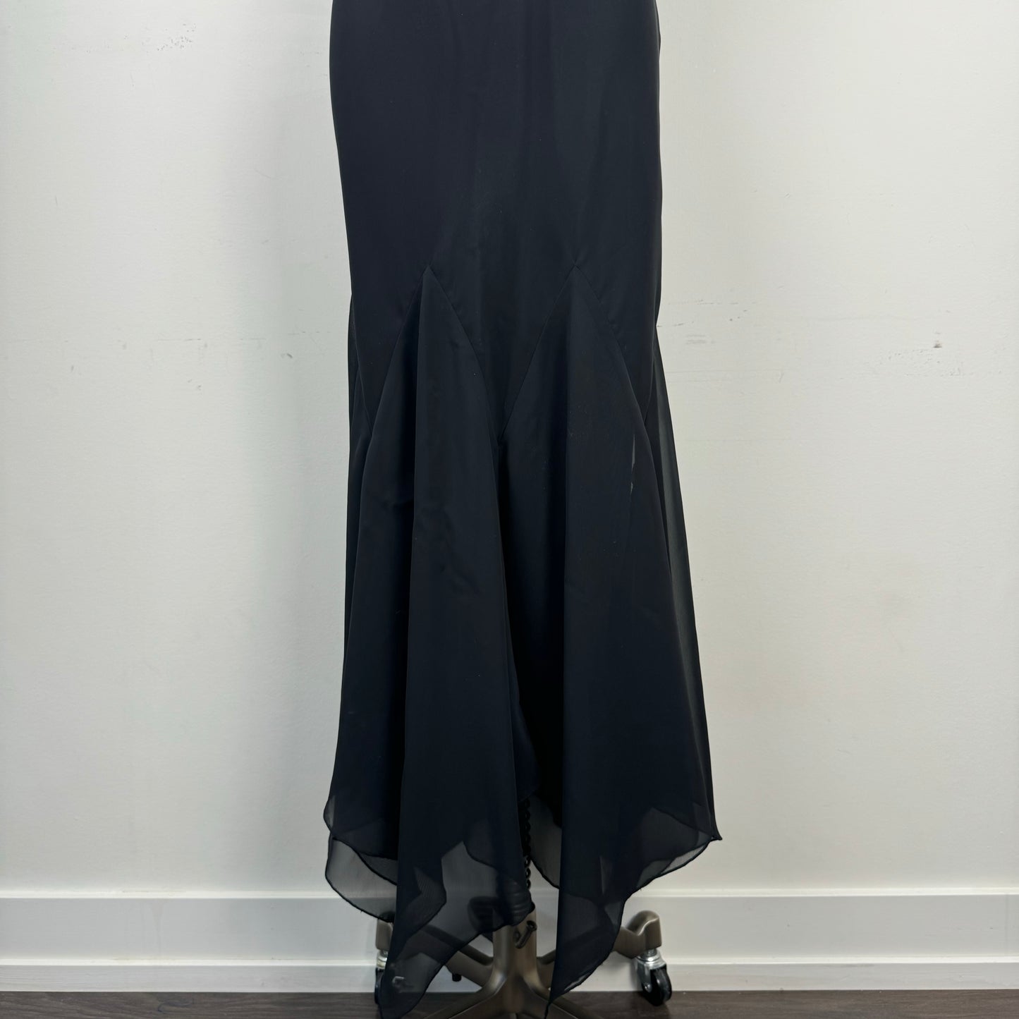 Vintage Chiffon Mesh Overlay Midi Dress