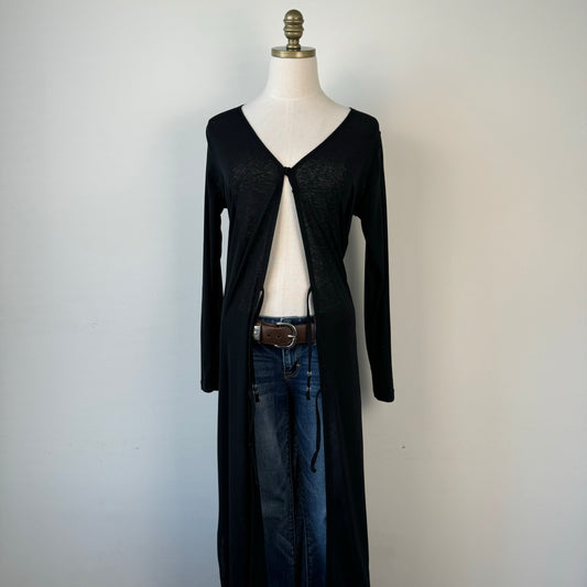 Open Front Tie Up Maxi Cardigan