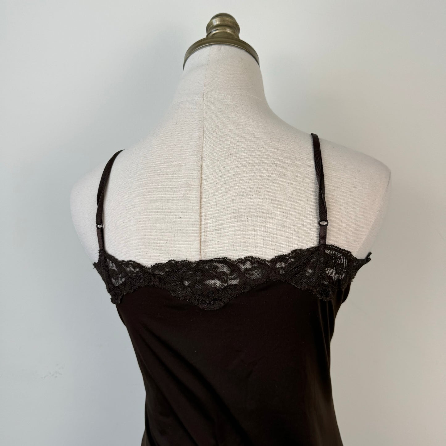 Brown Lace Trim Tank Top