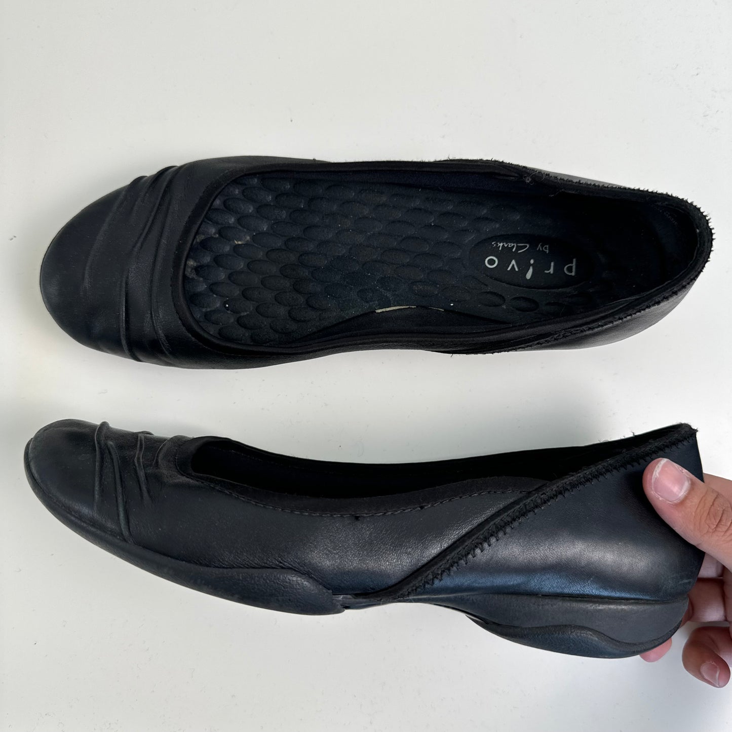 Black Leather Ballet Flats