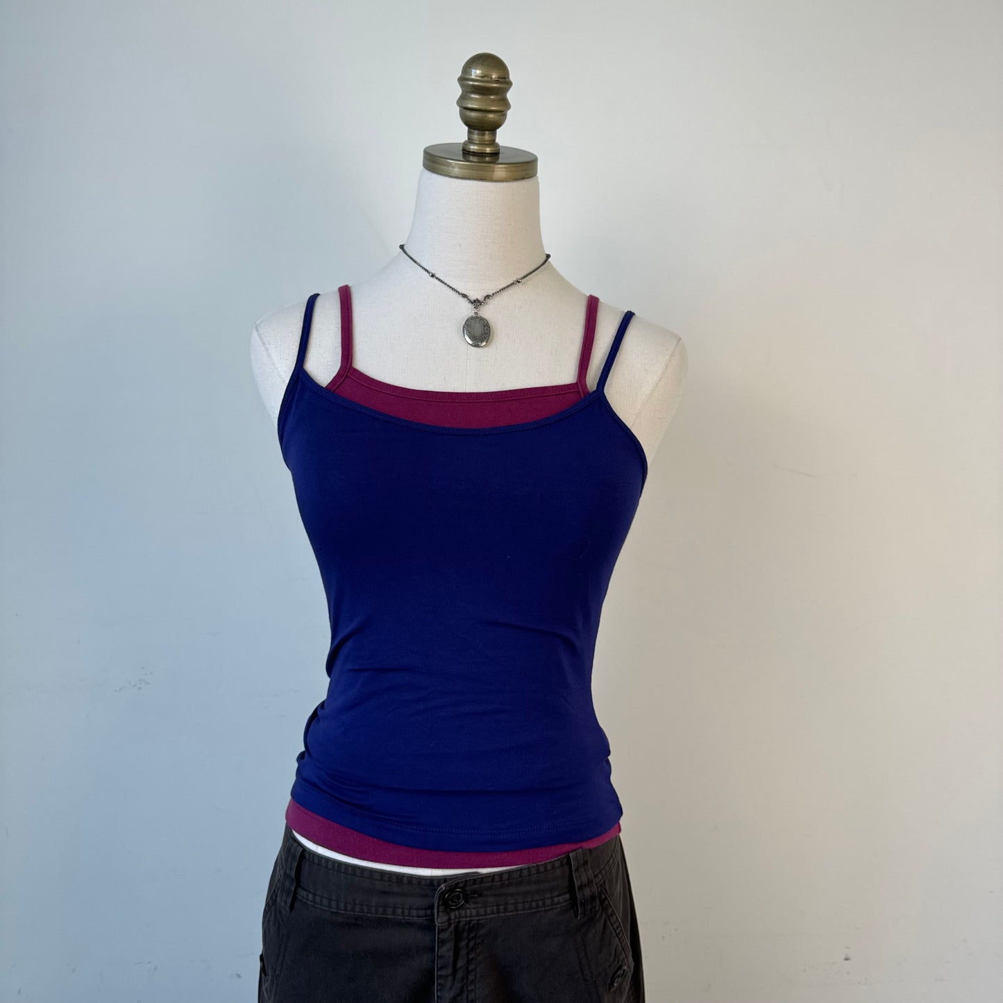 Le Chateau Dark Purple Fitted Slinky Tank Top